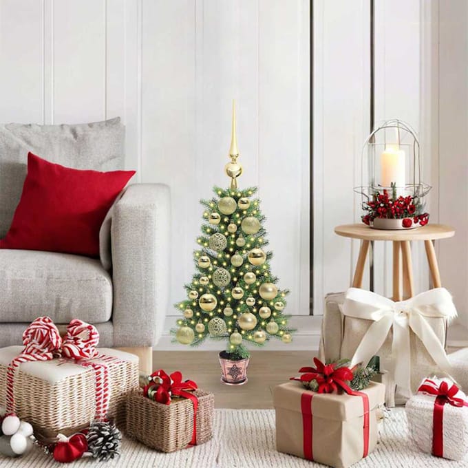 vidaXL - Kerstboom - met - 150 - LED - met - standaard - Groen - 65 - cm - PE