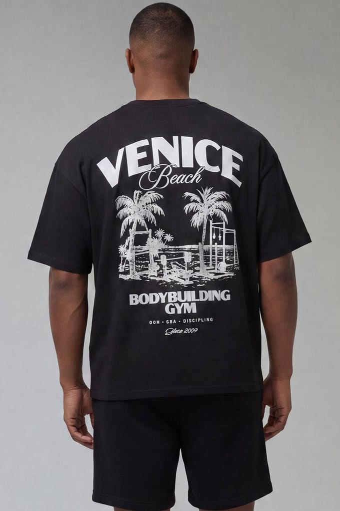Active Venice Beach Oversized T-shirt | Black | Size Medium