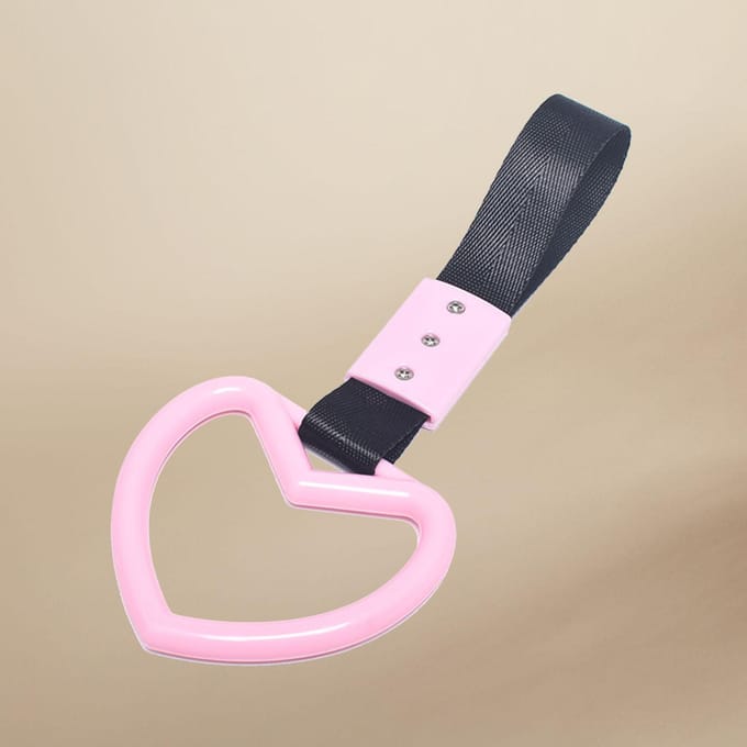 Auto Handgreep Riem Hartvormig Plastic Stevig Universeel Decoratief Achterbumper Waarschuwingsring Roze zwart