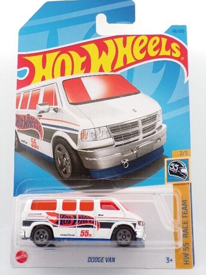 HOT WHEELS DODGE VAN 55th 66/250 WHITE (1:64) HW 55 RACE TEAM 2/5