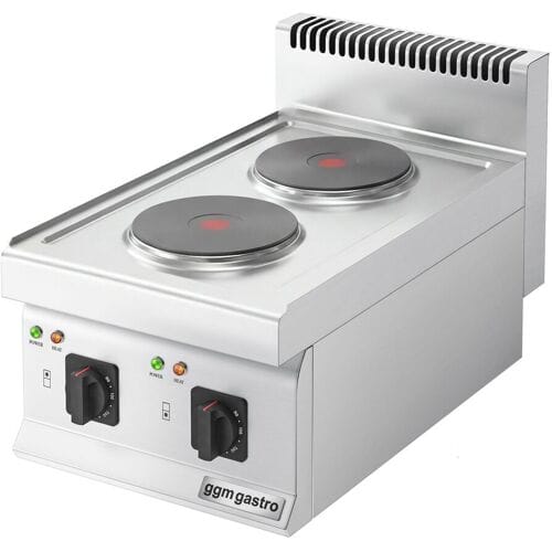GGM Gastro Elektroherd - 4 kW - 2 Platten Rund Zilver