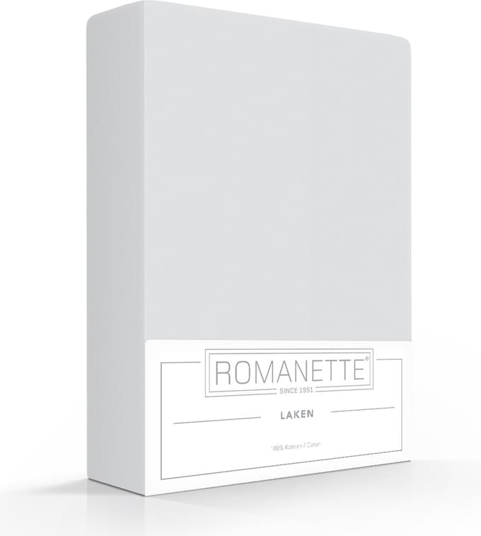 Katoenen Lakens Romanette Lichtgrijs-150 x 200 cm