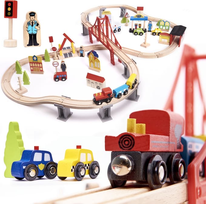 Houten Treinbaan 70-delig – Educatief Speelgoed