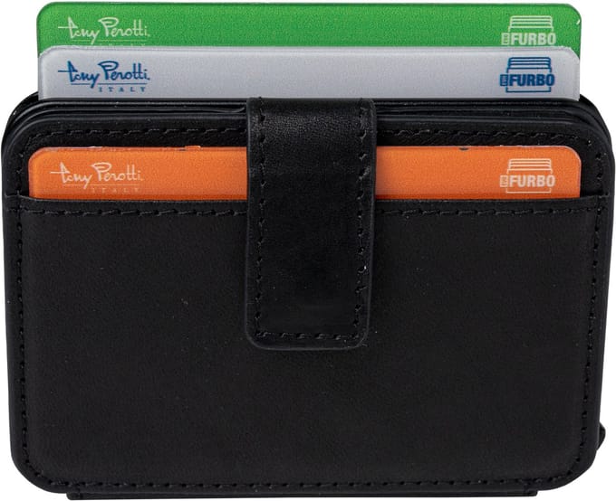Tony Perotti Furbo EVO RFID leren Pasjeshouder met bankbiljetvak - Zwart