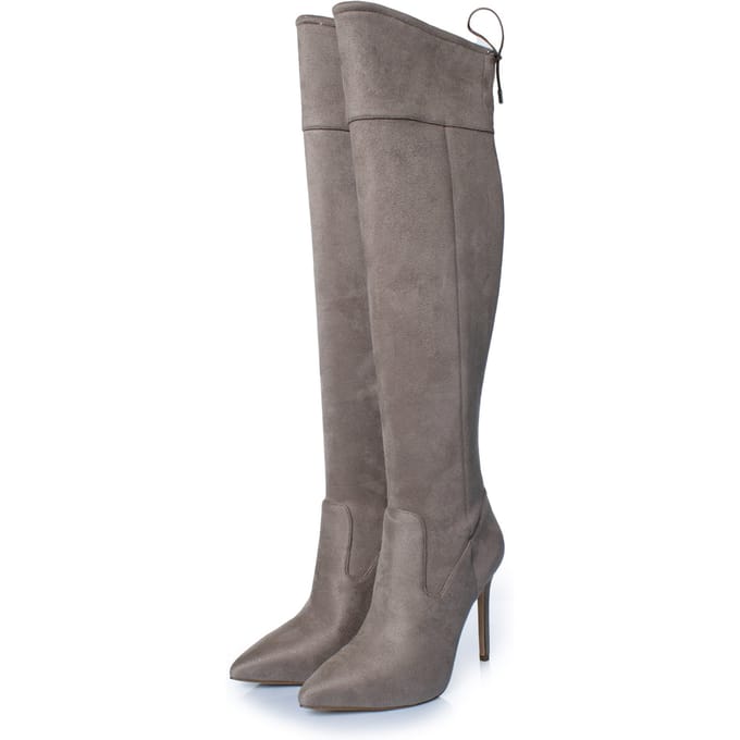 Michael Kors Jamie suède stretchlaarzen in taupe.
