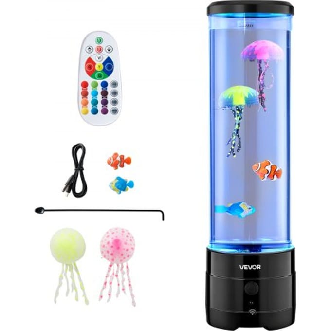 VEVOR 382mm Lavalamp Zwevende Kwallen Bubbellamp 16 Kleureffecten