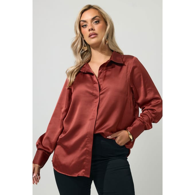 Yours London Oranje Satijnen Blouse Size 40