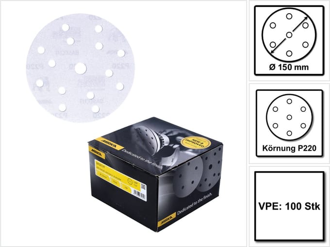 Mirka schuurpapier basecut korrel P220 150 mm 100 stk