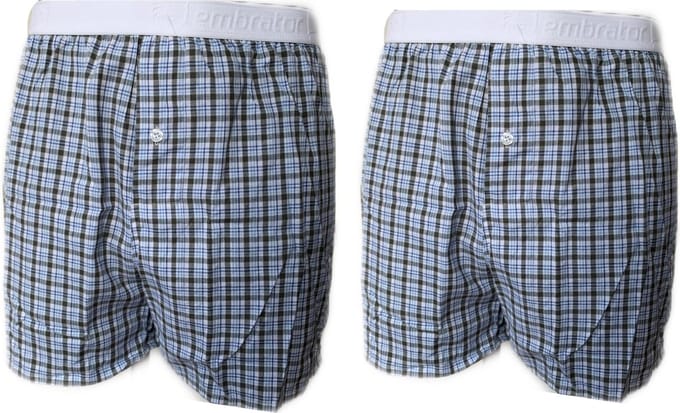 Embrator 2-stuks mannen Boxershort geruit wit/zwart/blauw L