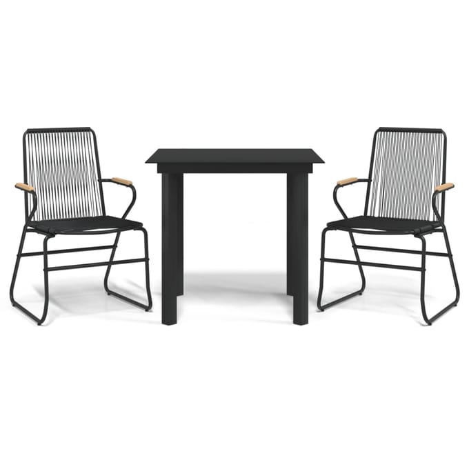 vidaXL - 3-delige - Tuinset - PVC-rattan - zwart