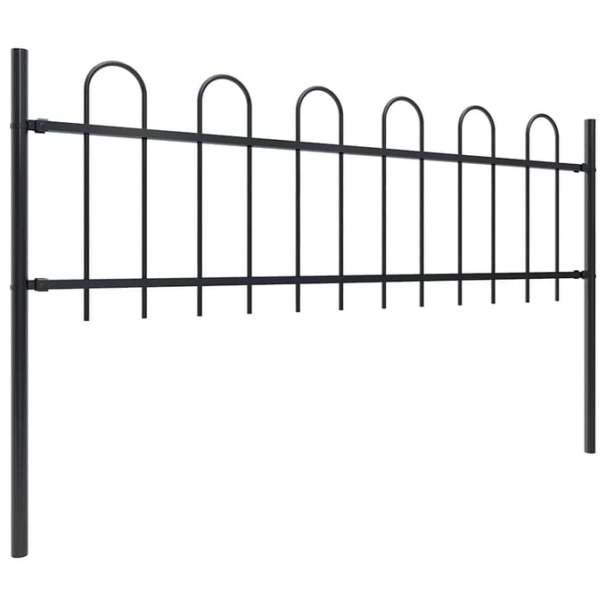vidaXL - Tuinhek - met - ringtop - staal - 671x60 - cm - zwart