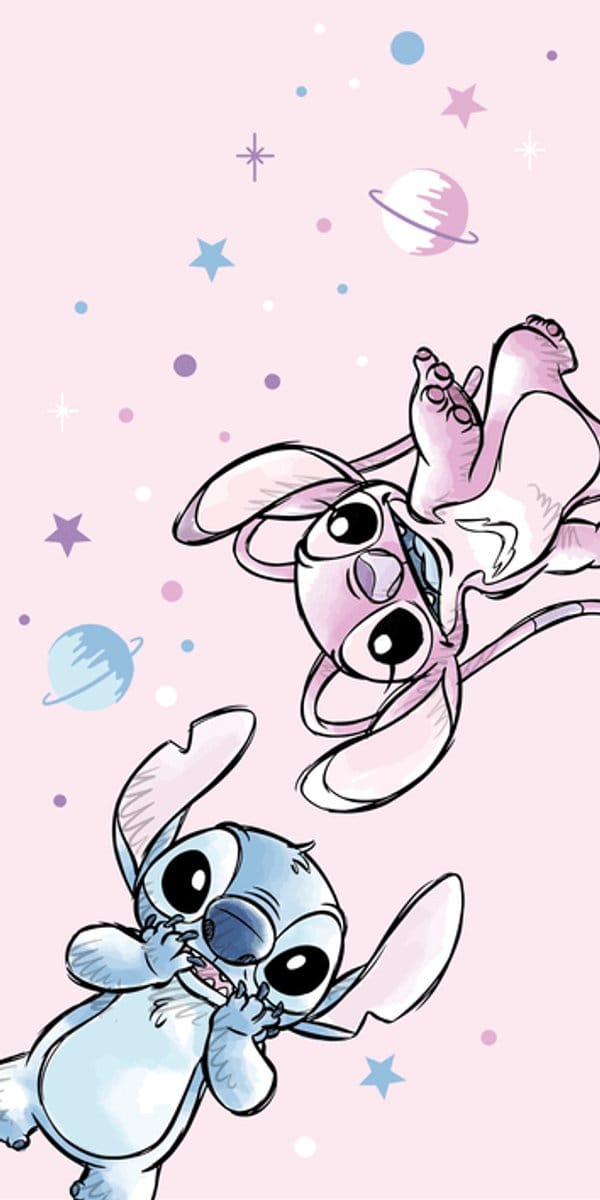 Stitch & Angel strandlaken Roze 70 x 140 cm polyester