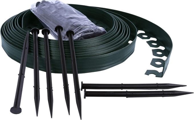Flexibele kunstgrasrand voor tuin en gazon - 4 cm hoog, 20 meter lang