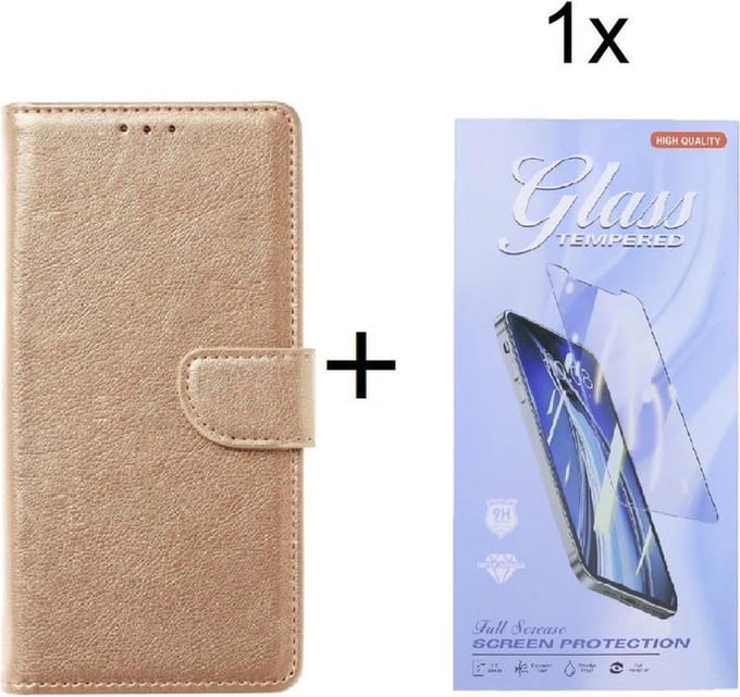 Sony Xperia 1 III  - Bookcase Goud - portemonee hoesje met 1 stuk Glas Screen protector
