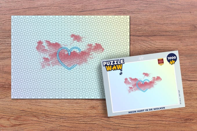 Puzzel Neon hart in de wolken - Legpuzzel - Puzzel 1000 stukjes volwassenen