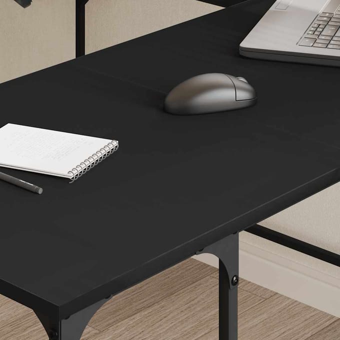 vidaXL - Bureau - 139x139x75 - cm - bewerkt - hout - zwart
