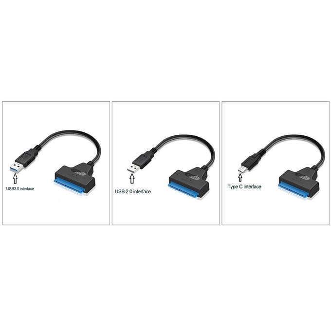 Type C naar SATA Adapter Converter Kabel 22Pin Drive Gratis 2,5  SATA HDD SSD USB 2.0 zwart