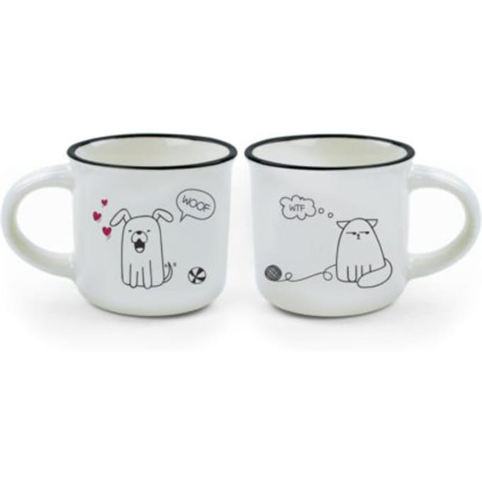 Legami set van twee koffiemokken - hond en kat