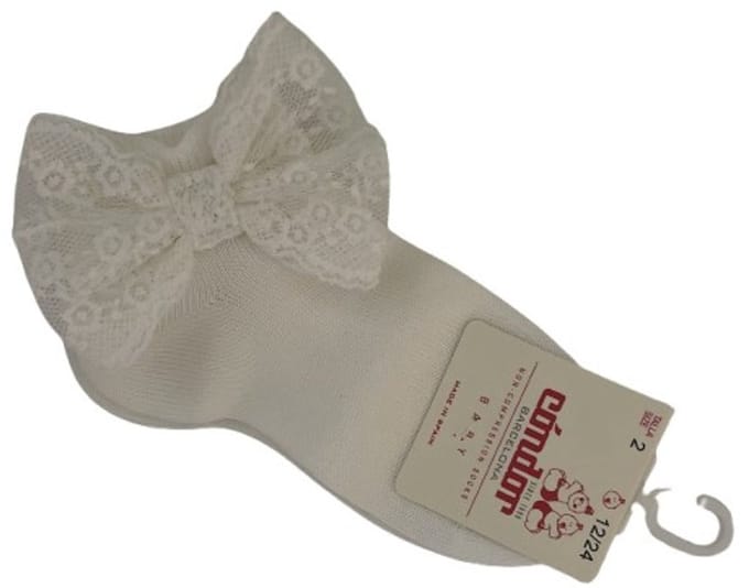 Condor creme sokjes met kanten strik