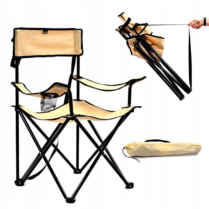 Meteor Seza Campingstoel - Opvouwbaar, Beige, 110kg Draagvermogen