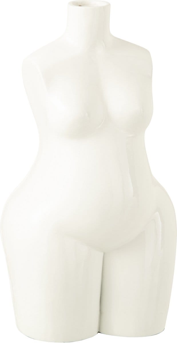 J-Line vaas Vrouw Lichaam - polyresin - glanzend wit - large - 47 cm hoog