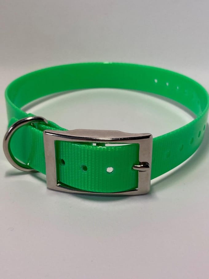 Halsband BioThane GOLD Transparant - (licht) GROEN - 450mmX19mm - dubbele gesp