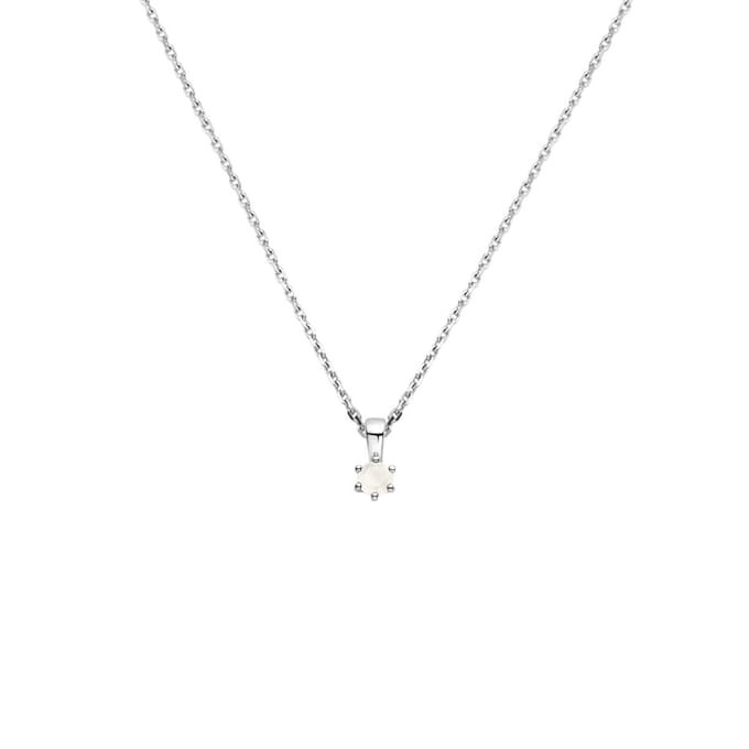 Collier Met Geboortesteen 41 + 4 Cm Zilver Gerhodineerd