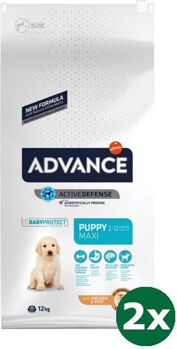 2x12 kg Advance puppy protect maxi hondenvoer