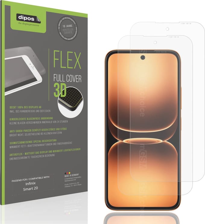 dipos FLEX – 2x Matte Screenprotector geschikt voor Infinix Smart 20 | Volledige Schermbescherming | Case-Friendly