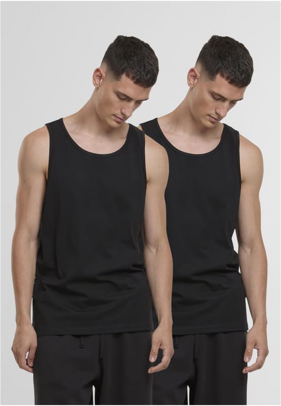 Urban Classics Jersey Vests (2-pack) Heren Tanktop - zwart - L
