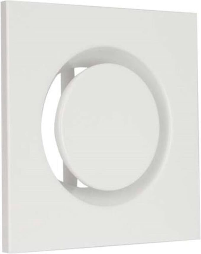 Ventilatieventiel toevoer metaal vierkant Ø100 mm wit met klemveren - DVSQ-P100