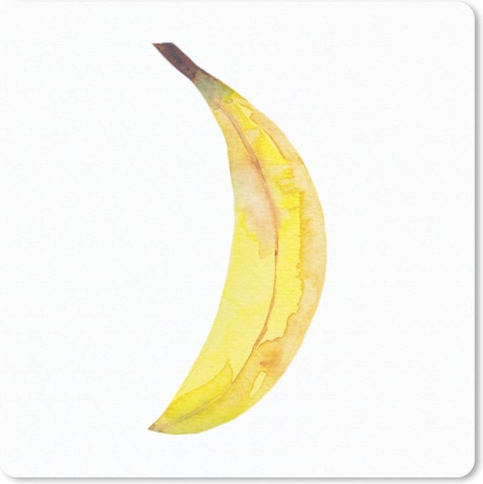 Muismat 20x20 cm - Mousepad Banaan - Aquarel - Wit - Muismatten