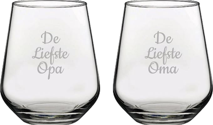 Gegraveerde Drinkglas 42,5cl De Liefste Opa-De Liefste Oma