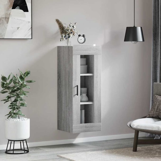 vidaXL - Wandkast - 34,5x34x90 - cm - grijs - sonoma - eikenkleurig