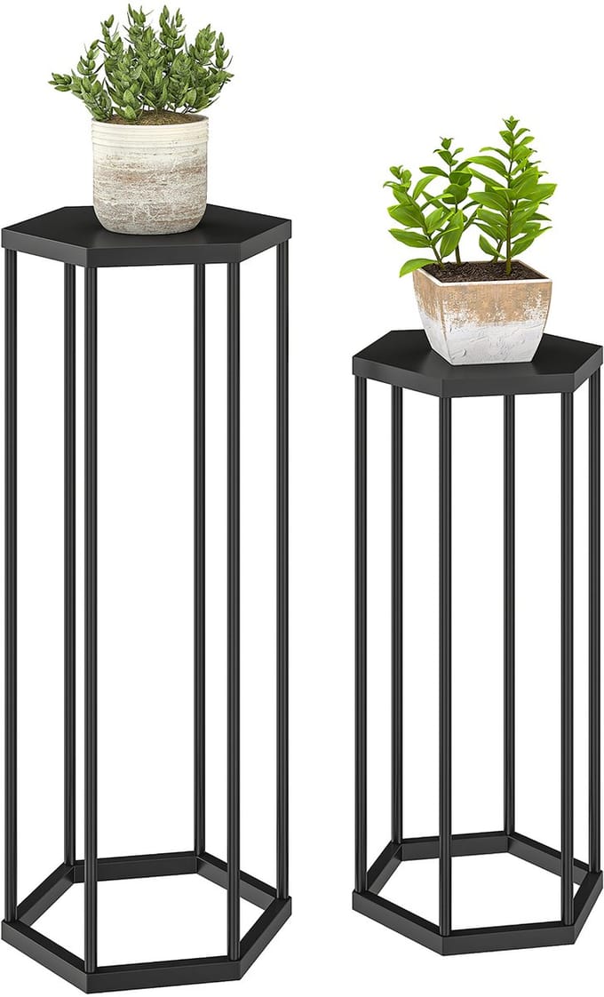 Outsunny Plantenstandaard Set-Metaal-31L x 27B x 75H cm-Zwart