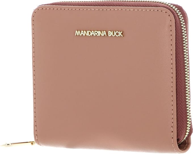 MANDARINA DUCK Leren Portemonnee Luna Zip Wallet Desert Sand Oud roze
