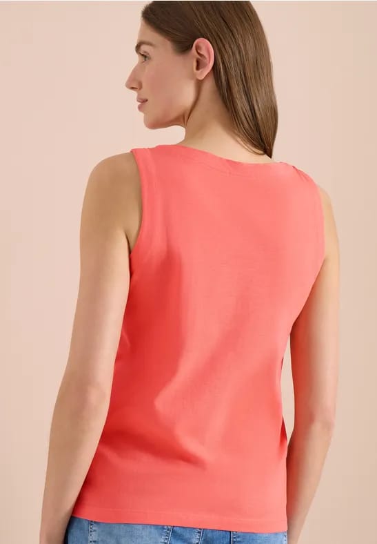 Top met gespleten hals in effen kleur