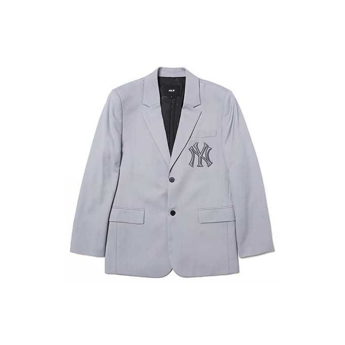 MLB FW22 Effen Kleur Letter Applicatie Enkele Rij Knopen Pak Uniseks Pakken Grijs 3AJK01014-50GRS M gray