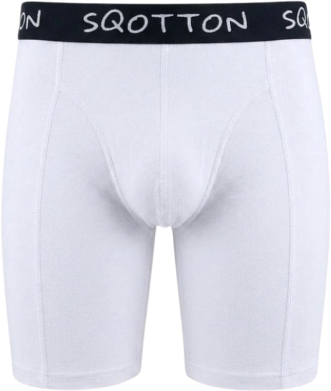 Heren boxershort - SQOTTON® - Lange Pijp - Wit - Maat L