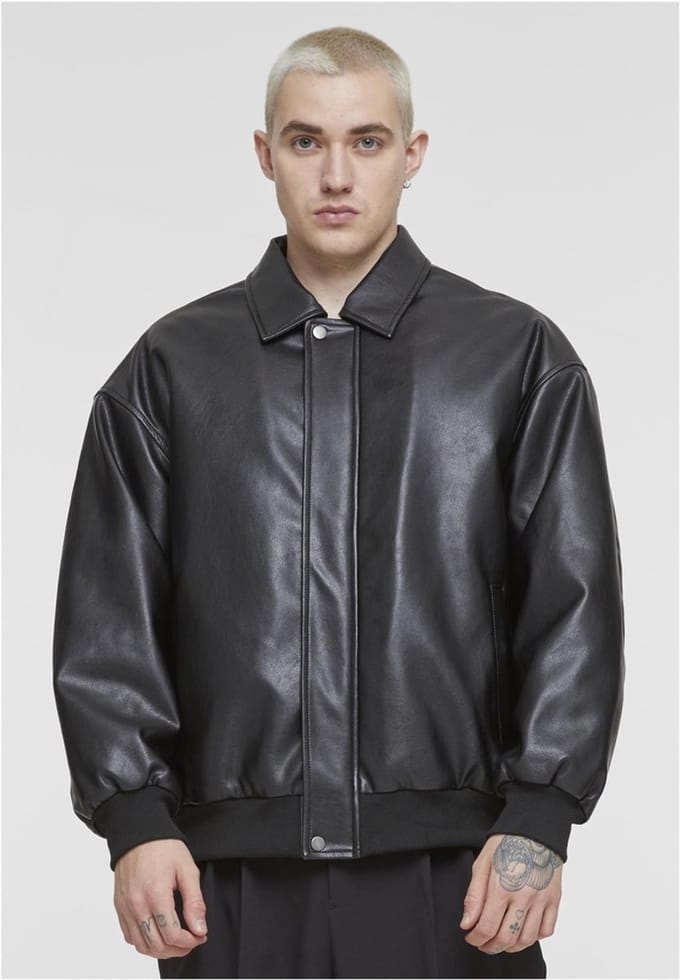 Urban Classics - Synthetic Leather Blouson Jacket - 5XL - Zwart