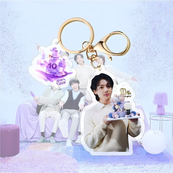 BTS 2023 10th Anniversary Plastic Keyring Acrylic Keychain Jungkook [Sleutelhanger]
