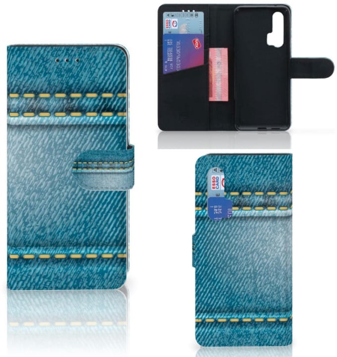 Honor 20 Pro Wallet Case met Pasjes Jeans