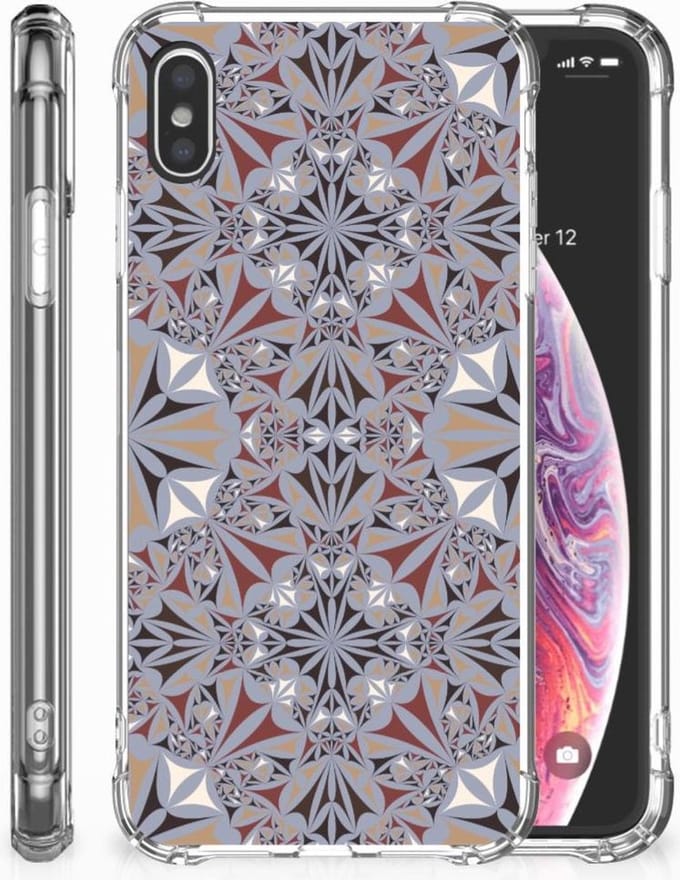 Apple iPhone Xs Max Anti-Shock Hoesje Flower Tiles
