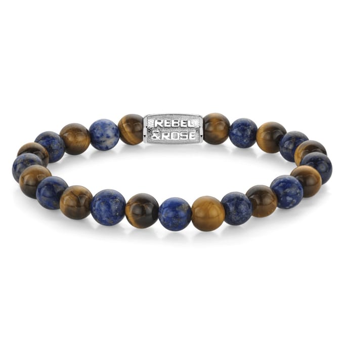 Rebel & Rose armband Mix Tiger Lapis 8mm unisex RR-80109-S