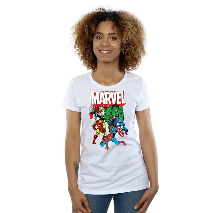 Marvel Dames/Dames Hero Group Katoenen T-Shirt (Wit)