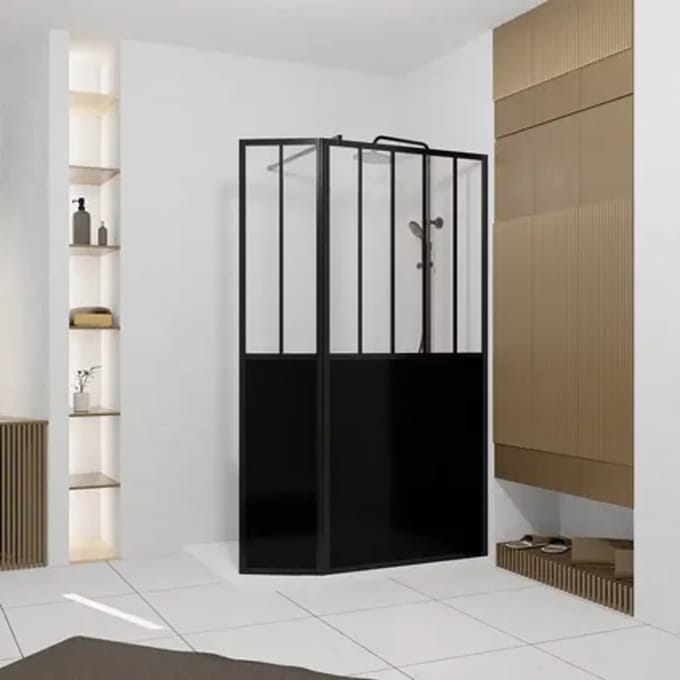 Aurlane Inloopdouche Indus 90x200cm - Zwart Profiel - 5 Mm Helder Glas