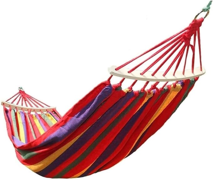 Hangmat Bed Swing - Canvas Hangmat - Buiten Ontspannen - 300kg Capaciteit - 80x190 cm - Multicolor