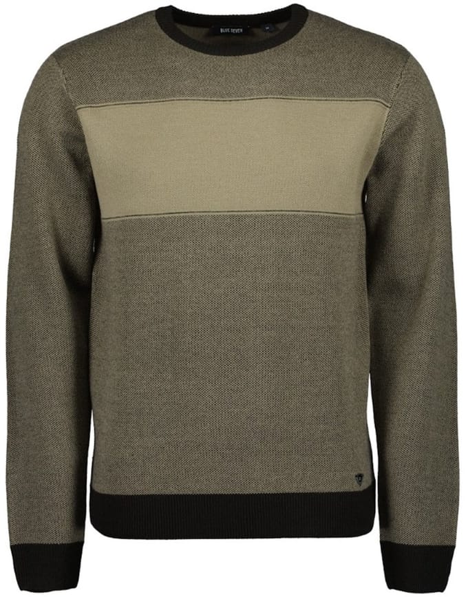 Blue Seven - Trui 376508 sand streep ronde hals - maat M
