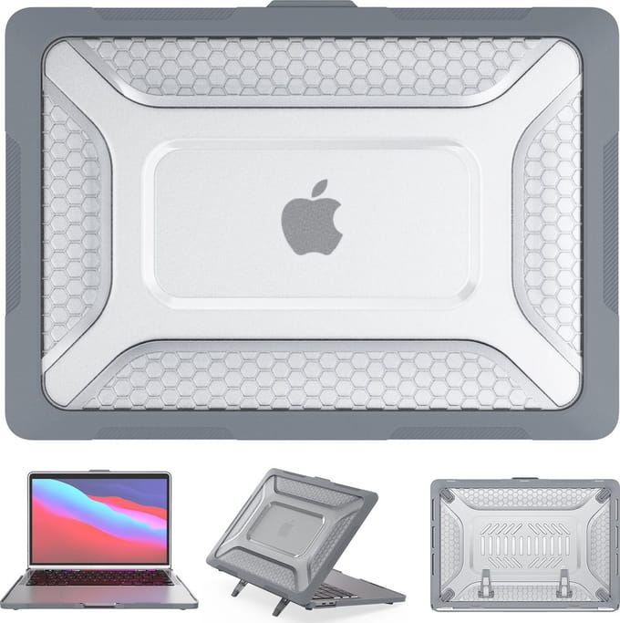 Turtle Shift Laptopcover Shield geschikt voor MacBook Pro 13 inch 2022 / 2020 / 2019 / 2018 / 2017 - Grijs