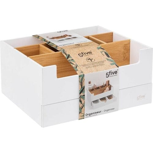 Make up Organizer Wit– Bureau organizer – Opberger, Hout- Cosmetica Houder L. 26 x H. 13 x B. 24 cm
